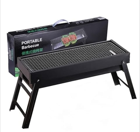 Portable Barbecue Grill, Charcoal Grill, Foldable Outdoor/Household/Camping BBQ Equipment, Stainless Steel Oven(Black)