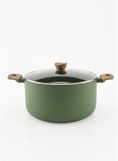 26cm Casserole with Glass Lid - Large Non-Stick Aluminium Cooking Pot, Durable Deep Cookware for Family Meals, Even Heat Distribution, Easy to Clean, Perfect for Healthy Daily Cooking