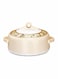 1500ml Stainless Steel Insulated Casserole Hotpot in Beige with Elegant Floral Design, Thermal Food Container Serving Dish with Comfortable Handles
