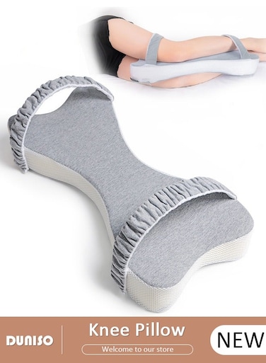 Knee Pillow for Side Sleepers, Memory Foam Leg Pillow for Sleeping, Hip &amp; Leg Elevation for Pregnancy and Relief Lower Back Pain, Foldable Pillow with Removable and Washable Cover, Leg Positioner Pillows for Sciatica Relief, Back, Leg, Hip, Pregnancy and Joint Pain