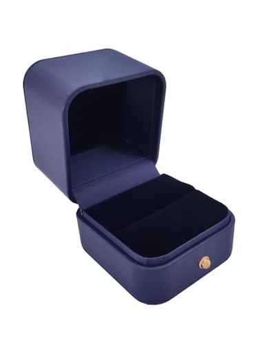 Oasisgalore Leather Ring Box Premium Blue Ring Gift Box for Engagement Wedding Proposal Ceremony Anniversary Jewelry Storage Case