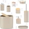 10 Piece Beige Bamboo Plastic Bathroom Accessories Set