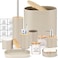 10 Piece Beige Bamboo Plastic Bathroom Accessories Set