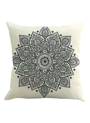 Printed Pillow Cover Linen White/Black