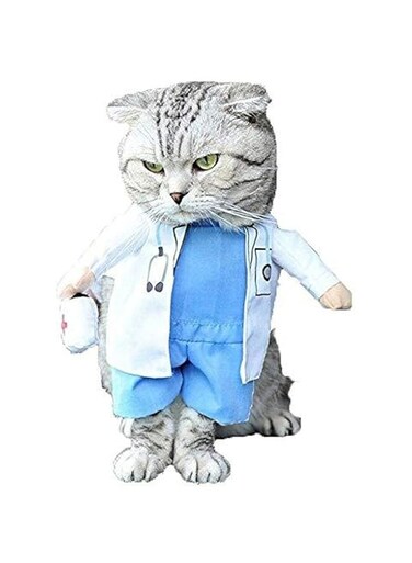 Pet Dog Cat Costume Doctor Nurse Costume Dog Jeans clothes Cat Funny apparel Outfit Uniform