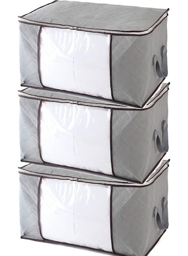 Pack of 3 Waterproof Foldable Closet Organizer Multicolour 60x43x35cm