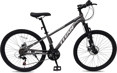 Vaux Titan 26&rdquo; Mountain Bike &ndash; Steel Frame, 21-Speed Drivetrain, Front Suspension Fork with Lock, Double Wall Alloy Rims, Front &amp; Rear Disc Brakes, Quick Release Seat Post &ndash; MTB Bicycle