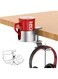 2 in 1 Desk Cup Holder with Rotatable Headphone Hanger, Anti-Spill Cup Holder for Desk or Table, Desk Cup Holder for Hold Coffee Mugs, Water Bottles, Headphones-Silver