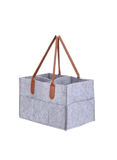 Felt Storage Caddy Baby Diaper Caddy Organizer Basket Portable Storage Bin Large Nursery Bag Gray 33x23x8cm