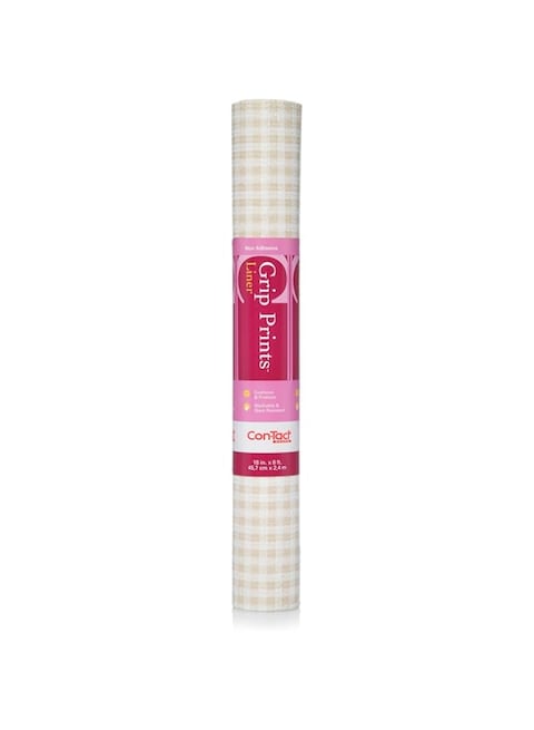 Con-Tact Brand Grip Prints Shelf Non-Adhesive Durable Liners, Slip-Resistant Drawer and Cabinet Covering, 18&quot; x 8&#39; (Pack of 1 Roll), Khaki Plaid
