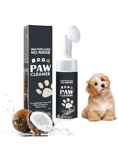 Foaming Paw Cleaner for Dogs and Cats, No-Rinse Foaming Dog Paw Washer, Unscented, Paw Wash Magic Foam with Removable Silicone Bristle Brush
