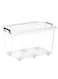 55L Clear Plastic Storage Box with Wheels &amp; Lockable Lid &acirc;&euro;&ldquo; Large Stackable Transparent Organizer Bin for Clothes, Kitchen &amp; Home Storage, Durable Heavy Duty - Clear