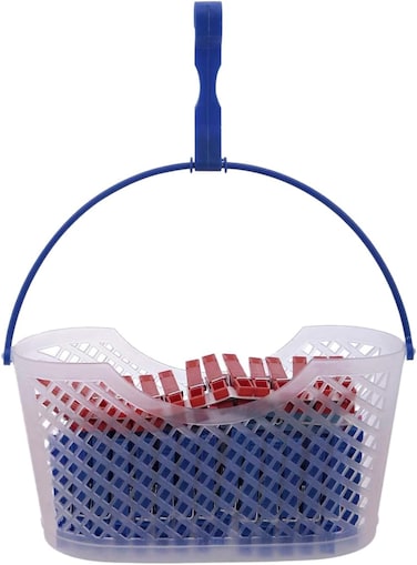 Mondex Polypropylene Clothes Clips with Hanging Basket, 90 Pieces