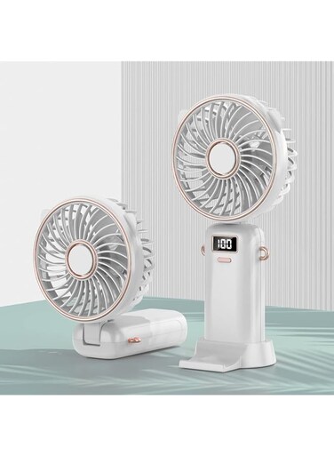 Handheld Mini Fan,5000mAh Portable Fan Mini fan Small Personal Fan with Backup Power,Desk Fan Rechargeable Battery Operated Cooling Electric Fan for Women Girl Travel Office Outdoor (White)