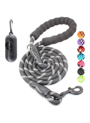 BAAPET 4/5/6 FT Strong Dog Leash with Comfortable Padded Handle and Highly Reflective Threads for Small Medium and Large Dogs (6FT-1/2', Black)