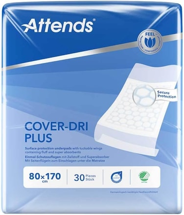 Attends Cover Dri Plus Disposable Bed/Chair Pads, 80 X 170cm, Pack Of 30