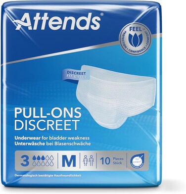 اتيندس ملابس داخلية سهلة الارتداء من ديسكريت 3 مقاس M، مع اكتيف زون، تقنية سريعة الجفاف، حماية من الروائح، جيدة التهوية بنسبة 100%، للاستعمال مرة واحدة، 10 قطع