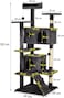 Cat tree with Multiple perches, Dangling ball, Sisal scratching post, Double condos, and Climbing ladder, Multi-level cat tree tower for indoor cats 132 cm (Black)