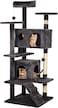 Cat tree with Multiple perches, Dangling ball, Sisal scratching post, Double condos, and Climbing ladder, Multi-level cat tree tower for indoor cats 132 cm (Black)