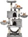 Cat tree Multi-Level with Sisal Scratching Posts, Perches, Houses, Hammock and Baskets, Cat Tower Play House,Grey color cat tree (145cm)