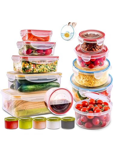 28 PCs Large Food Storage Containers with Airtight Lids- Fridge Pantry Organiser For Home, kitchen storage &amp;Organisation. Meal Prep Containers Set-BPA Free Plastic &amp; Microwave Safe Bento Lunch Box