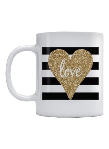 Love Printed Coffee Mug White/Black/Gold