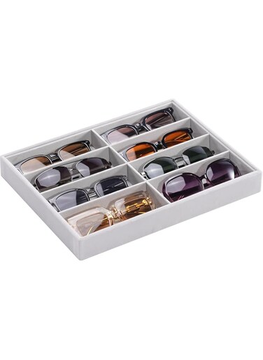 Lolalet Sunglasses Organizer Tray, Velvet Glasses Eyewear Sunglass Jewelry Holder Display Tray Drawer Storage for Women Men