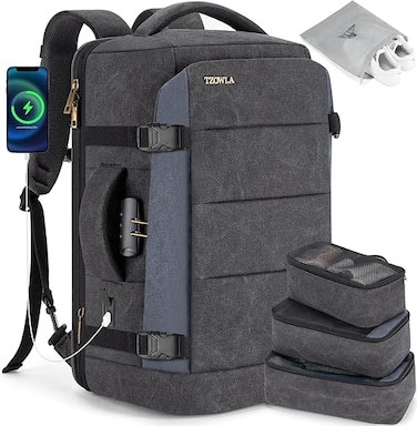 Tzowla Travel Laptop Backpack for Men Women Flight Approved,40L Large Capacity Water Resistant Anti Theft Backpacks