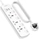 LENCENT Extension Lead with USB Slots, 3 Way Sockets Outlet Power Strips with 2 USB Ports, Universal Plug Adapter with 2M Extension Cord, Charging Station for Home, Office, Individually Switched
