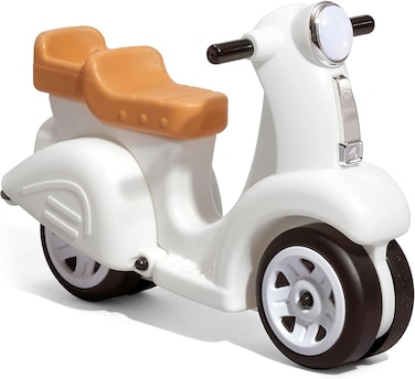 Step2 Kids Ride Along Scooter, Single Seater Easy To Store Ride On Toy with Rear Storage Slot, Suitable For Children Both Boys and Girls Aged 18M and Above, White