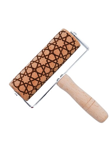 Islamic Art Rolling Pin   Baking Tool   Kitchenware   Kitchen Accessory   Islamic Theme   Eid, Ramadan Inspired   Wooden   Non-Stick   Easy Grip   Smooth Surface   Easy To Clean