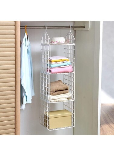 Storage, wardrobe Storage Organizer, PP Material Foldablewardrobe Closet Organiser, White (3 Shelves)