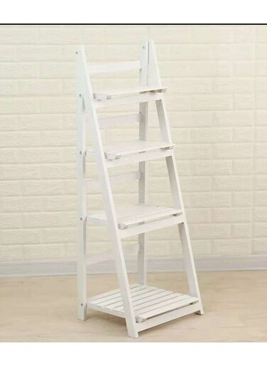 Wooden Foldable Flower Pot Stand Bamboo Plant Rack 4 Layer Book Shelf Ladder Design Bathroom Shelves