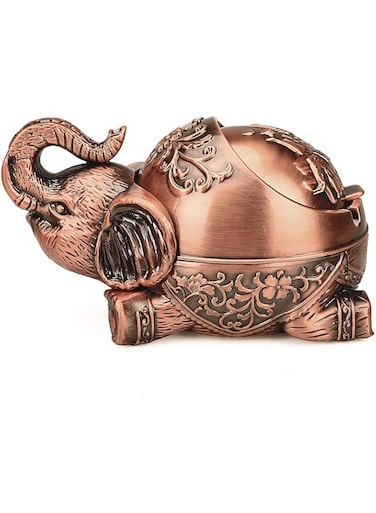 Fayruz Vintage Decorative Windproof Ashtray with Lid for Cigarettes (Red/Copper)