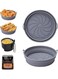 Reusable Air Fryer Silicone Liners, Foldable Basket Inserts for Airfryer Accessories, Versatile Round Baking Trays for Microwave, Oven, and Air Fryer Cooking, Non-Stick and Easy Clean (Grey)