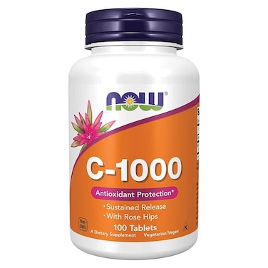 Now Vitamin C 1000mg Sustained Release Tablets With Rose Hips For Antioxidant Protection &amp; Immune Support, Pack of 100's