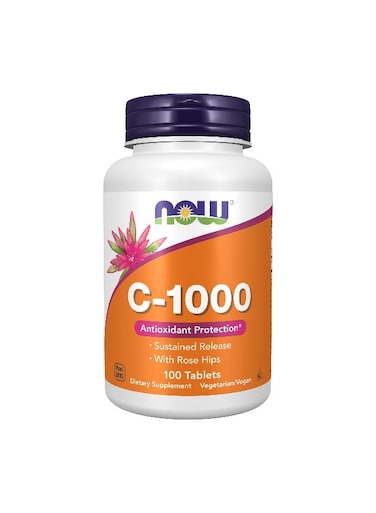 Now Foods Vitamin C-1000 Sustained Release with Rose Hips 100 Tablets   Vitamin C Supplement for Immune Support, Antioxidant Protection, Collagen Formation &amp; Long-Lasting Release Formula