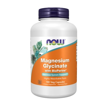 Now Magnesium Glycinate With Bioperine, 180 Veggie Capsules