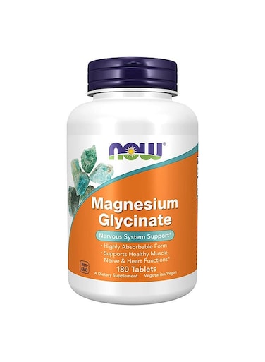 Now Foods Magnesium Glycinate 100 mg 180 Tablets   Highly Absorbable Magnesium for Nervous System Support, Muscle Relaxation, Energy Production &amp; Enzyme Function
