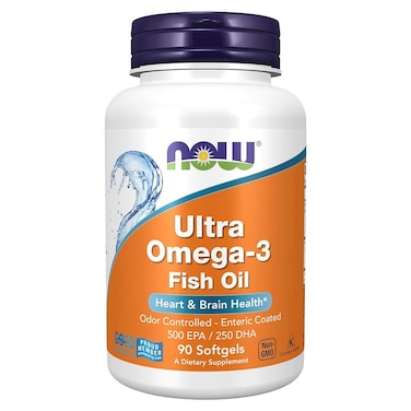 Now Ultra Omega 3 1000mg - 500mg EPA + 250mg DHA Fish Oil Supplement Softgels, Pack of 90's