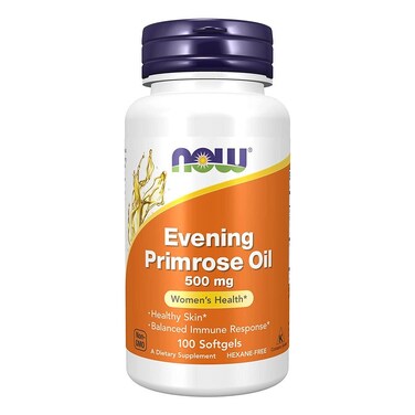 Now Evening Primrose Oil 500mg Softgels For Women's Skin Health &amp; Immune Support, Pack of 100's