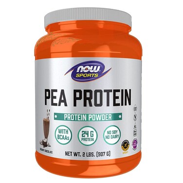 Now Sports Pea Protein Powder With BCAAs, Chocolate For Muscle Growth &amp; Recovery 2lbs