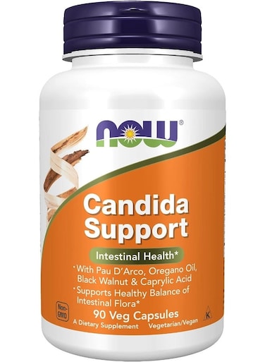 NOW Foods Candida Support 180 Veg Capsules   Dietary Supplemetn with Pau D&rsquo;Arco, Oregano Oil, Black Walnut &amp; Caprylic Acid for Digestive Balance, Gut Flora Support &amp; Immune Wellness