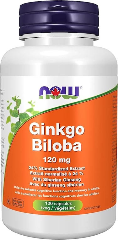NOW Ginkgo Biloba 120 mg,100 Veg Capsules