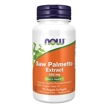 Now Saw Palmetto Extract 320mg Softgels For Men's Health &amp; Healthy Prostate Function, Pack of 90's
