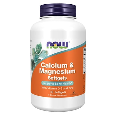 Now Calcium &amp; Magnesium With Vitamin D3 &amp; Zinc Softgel For Bone Health, Pack of 30's