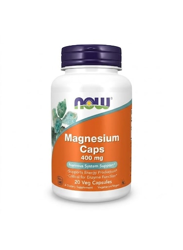 Now Foods Magnesium 400 mg 20 Veg Capsules   Mineral Supplement for Nervous System Support, Energy Production &amp; Enzyme Function for Muscle &amp; Bone Health