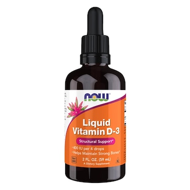 Now Liquid Vitamin D3 Drops 400 IU Drops For Strong Bones 60ml