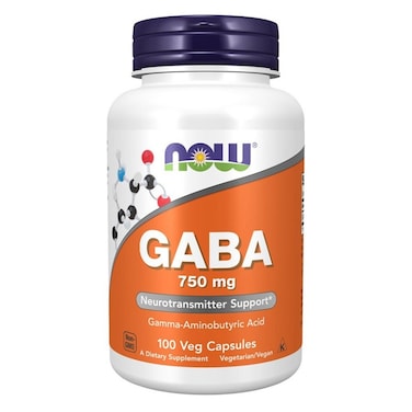 Now GABA 750mg Capsules For Neurotransmitter Support, Pack of 100's