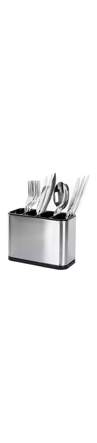 ECVV Utensil Holder for Kitchen Counter Stainless Steel Silverware Holder for Countertop Large Cutlery Caddy Flatware Organizer 4 Compartments for Cooking Tool Knife Spoon Fork